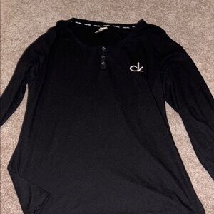 Calvin Klein Black Long Sleeve PJ Top